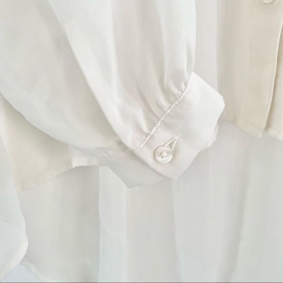 𝅺EXPRESS Sheer Hi Lo Button Down Pleated Tunic Blouse Size Small - Picture 5 of 7